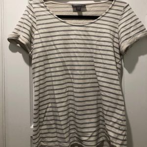 Grey and cream striped maternity top